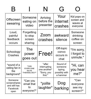 Teacher Virtual Back to School BINGO Card