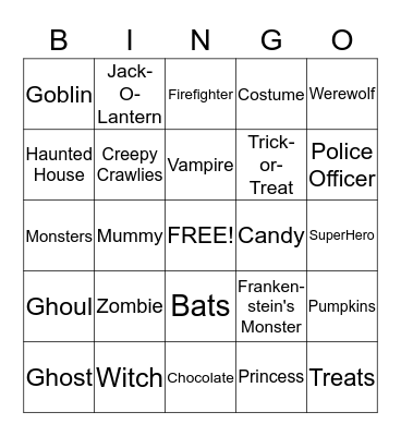 Halloween Bingo Card