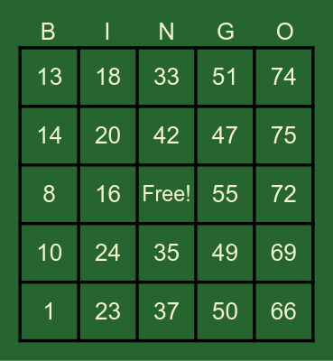 Dhudzky Bingo Card