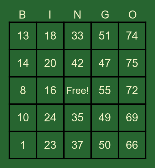Dhudzky Bingo Card