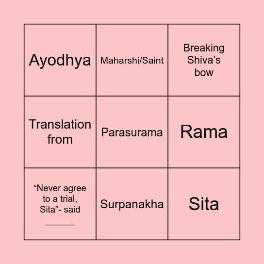 Liberation of Sita Bingo Card