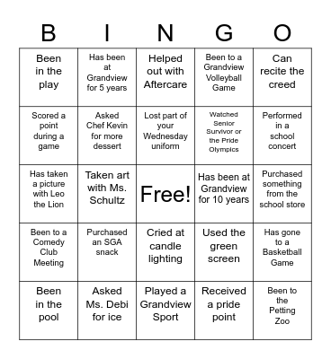 GPS Get-To-Know You Bingo Card
