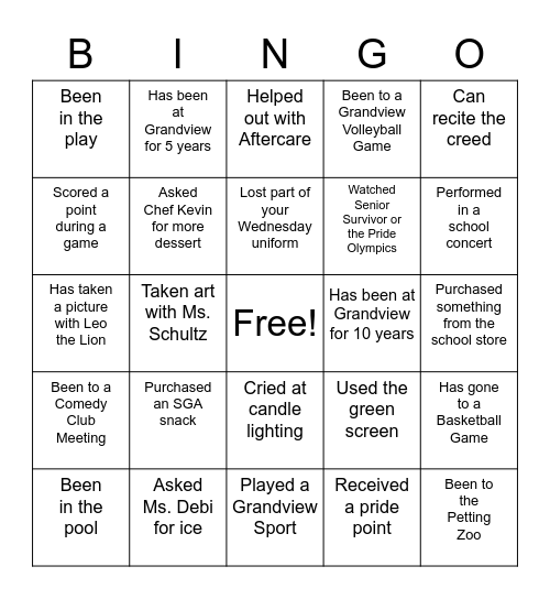 GPS Get-To-Know You Bingo Card