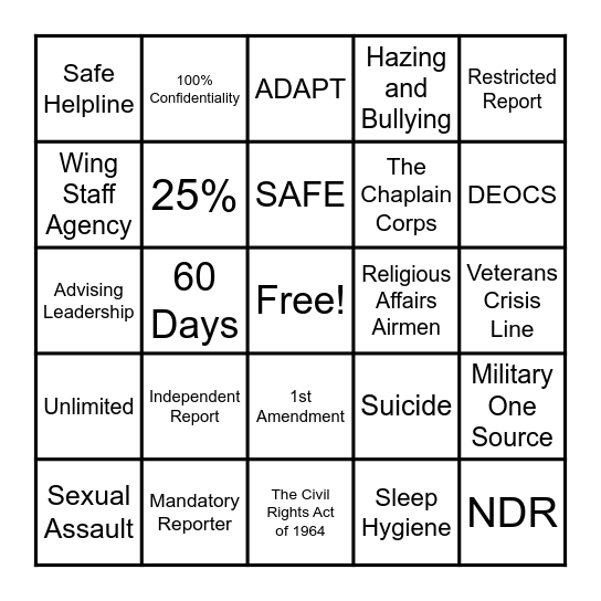 CARE-O Bingo Card