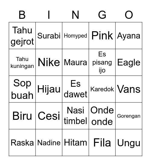 Bingo cesi Bingo Card