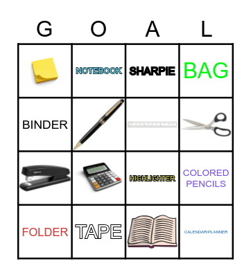 Back-To-School Bingo Card