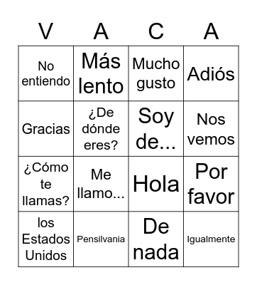 Conversaciones básicas Bingo Card