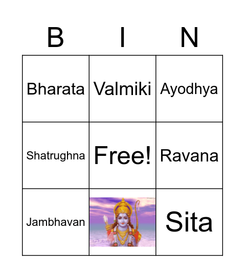 CYSP 2020 Bingo Level 1: Ramayana Bingo Card