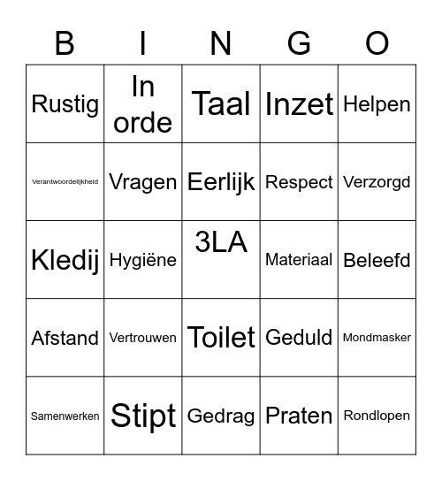 Goede afspraken maakt goede vrienden Bingo Card