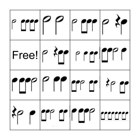 Half notes with Quarter notes and Eighth notes Bingo Card