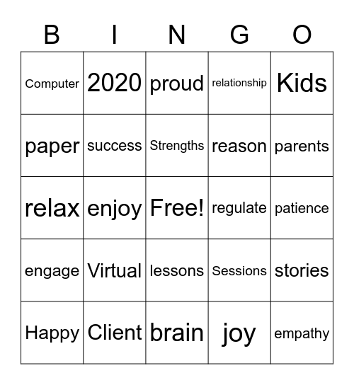 Intervention BINGO Card