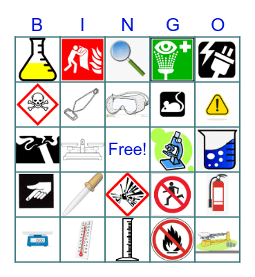 Science Equipment and Safety Symbols Bingo Card