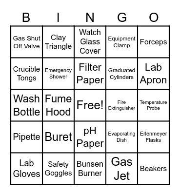 Laboratory Equipment Bingo Card