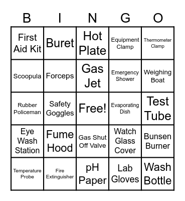 Laboratory Equipment Bingo Card