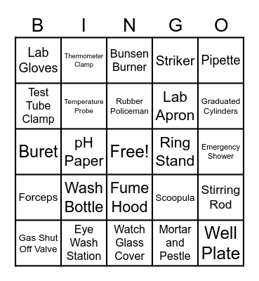 Laboratory Equipment Bingo Card