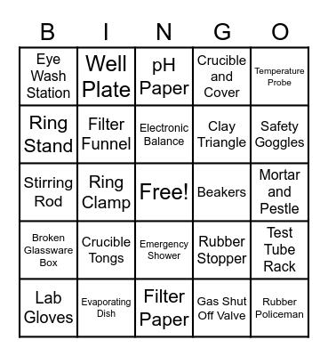 Laboratory Equipment Bingo Card