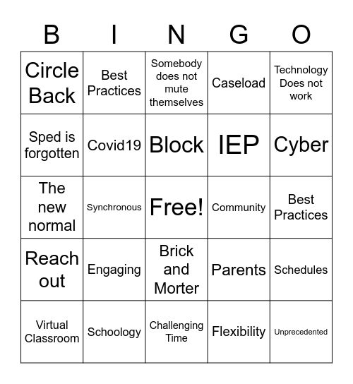 Trigger Word BINGO Card