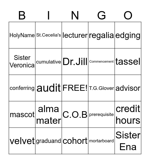 Graduation BIngo Card