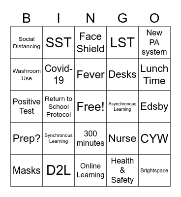 Covid-19 Bingo Card