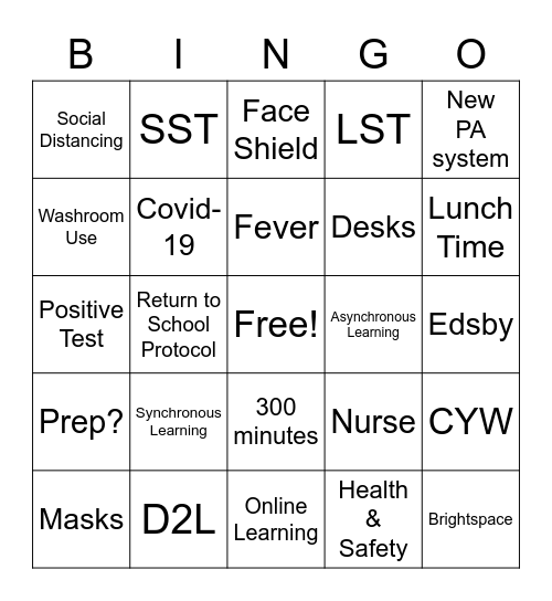 Covid-19 Bingo Card