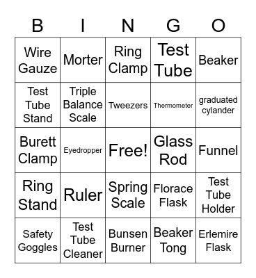 Science tools Bingo Card