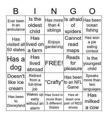 People Bingo Card