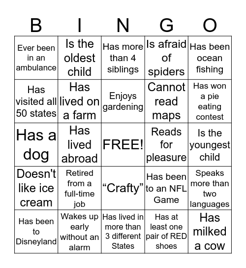 People Bingo Card