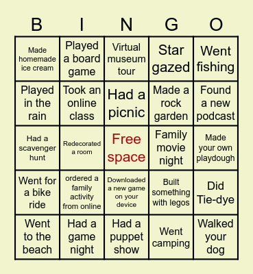 Hill Country Quarantine Fun Bingo Card