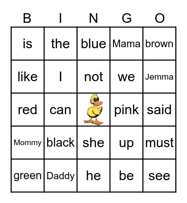 What word am I? Bingo Card