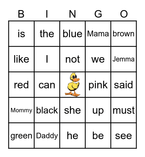 What word am I? Bingo Card