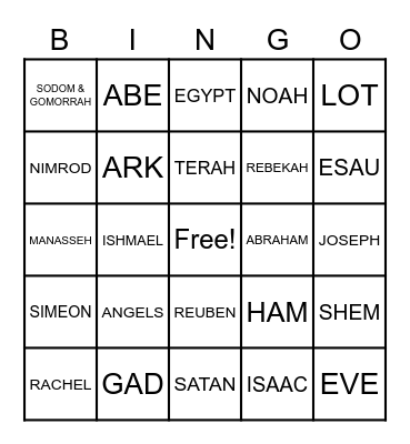 BIBLE BOOK: GENESIS Bingo Card