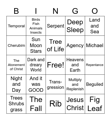The Creation Bingo Card