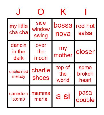 JOKI-DANCERS Bingo Card