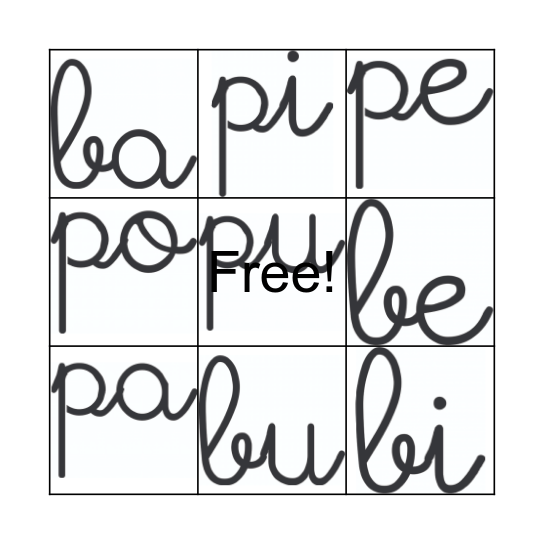 Alfabetização B x P Bingo Card