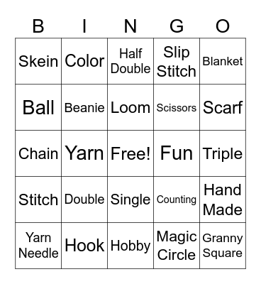 Yarn Art #19 Bingo Card