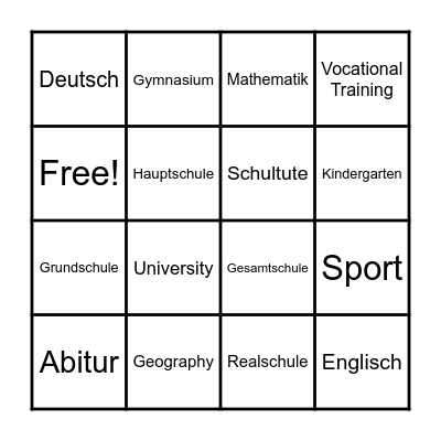 HN2 Bingo (German School System) Bingo Card