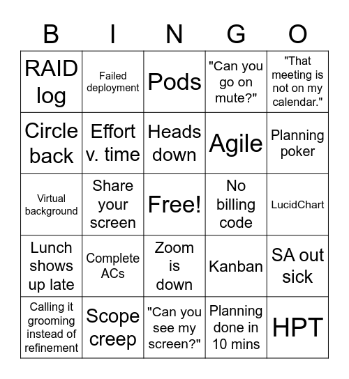 SO bing-o Bingo Card