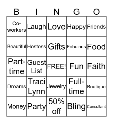 Traci Lynn Bingo Card