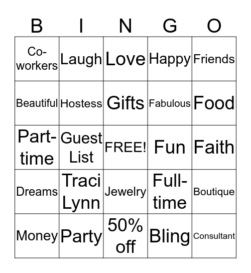 Traci Lynn Bingo Card