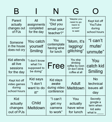 VIRTUAL LEARNING Bingo Card