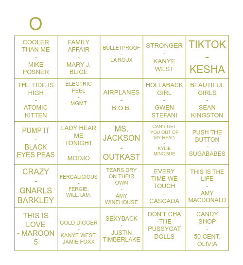 MUZIEK BINGO Card