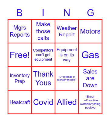 Conference Call Bingo Card