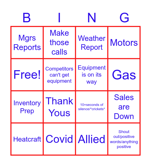 Conference Call Bingo Card