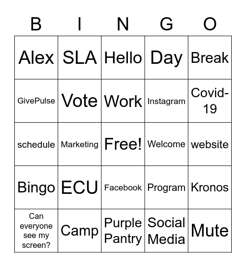 CLCE Bingo Card