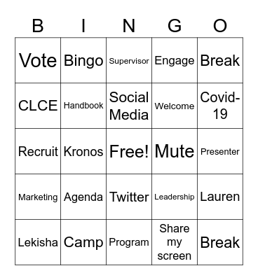 CLCE Bingo Card