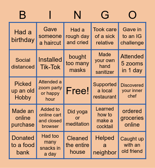 Hey GLC, What did you do during quarantine? Bingo Card