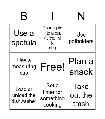Kitchen Bingo Card
