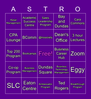 Blast-Off Bingo Card