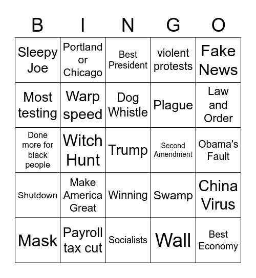 RNC 2020 Bingo Card
