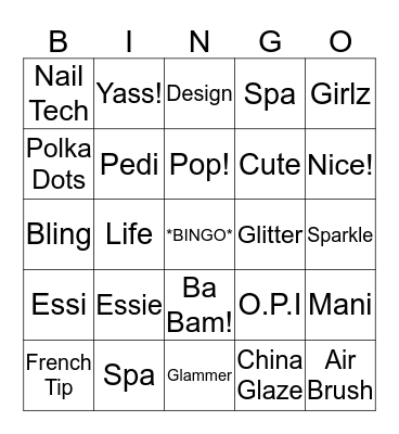 Bingo Nails Bingo Card
